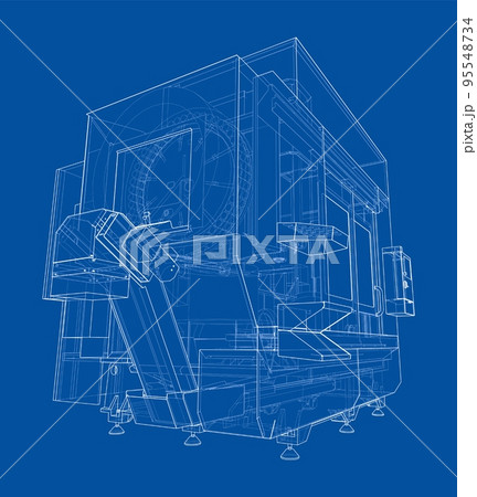 Metalworking CNC milling machine. Vector 95548734