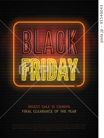 Black Friday discount hot neon vector banner template for luxury store 95549043