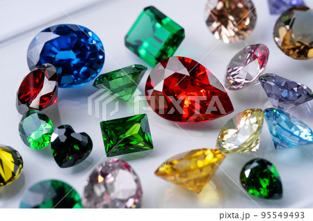 Group of Bright gems on a white background 95549493