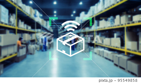 倉庫と電子タグ　RFID 95549858