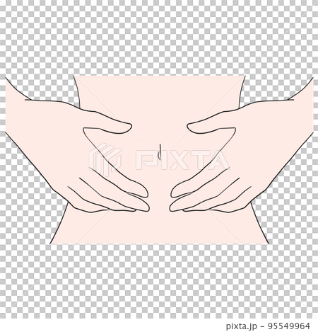 手放在肚子上的插圖（動漫著色） 95549964