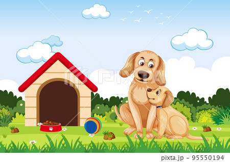 A dog with puppy at outdoor scene 95550194