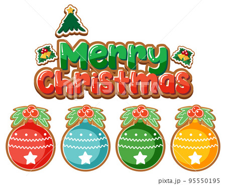 Merry Christmas banner with Christmas ornaments 95550195