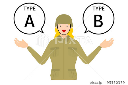 女性兵士のポーズ、AとBを勧める 女性兵士のポーズ、AとBを勧める 95550379