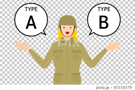 女性兵士のポーズ、AとBを勧める 女性兵士のポーズ、AとBを勧める 95550379