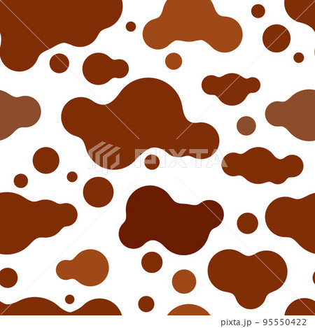 Cow pattern with brown spots. Dairy print. Cute animal seamless background. Dairy print. Dalmatian dog stains. Vector 95550422