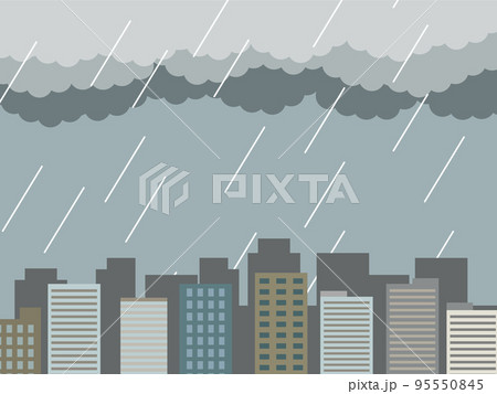 ビル群と雨 95550845