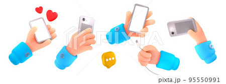 3d hand hold mobile phone and charger cable 3d hand hold mobile phone and charger cable 95550991