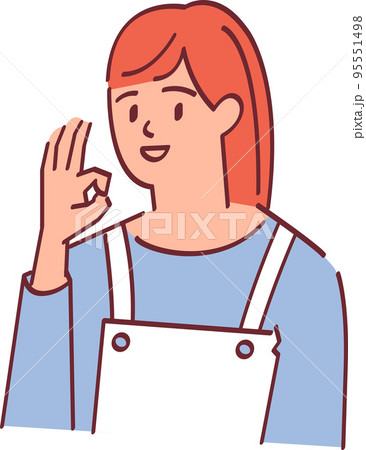 OKサインをする笑顔の主婦のイラスト 95551498