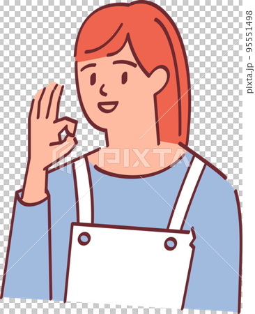 OKサインをする笑顔の主婦のイラスト 95551498