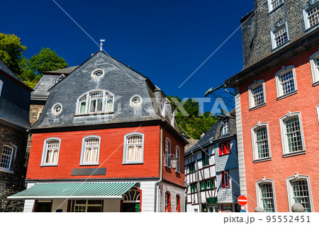 Traditional architecture of Monschau in North Rhine-Westphalia, Germany 95552451