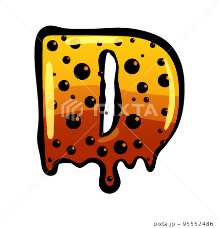 Halloween font letter D latin alphabet. Orange bubbling colorful spooky 95552486