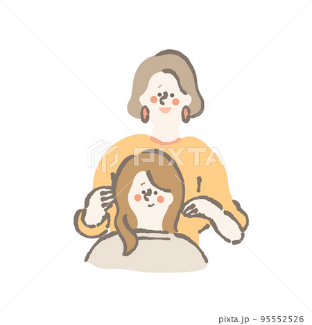 髪のカウンセリングをする美容師　美容室　女性　イラスト 95552526