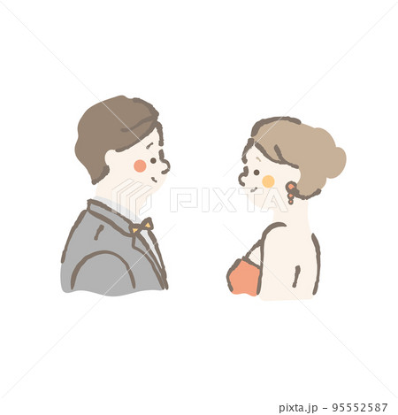 ウェディング　新郎新婦　イラスト 95552587