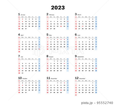 2023年 年間シンプルカレンダー(その2) 2023年 年間シンプルカレンダー(その2) 95552740