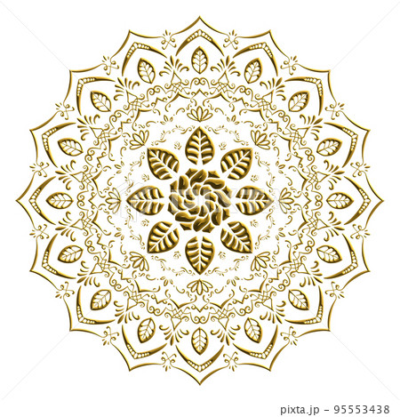 マンダラ絵 伝統的なアジア風 金色フレーム luxury-ornamental-mandala-