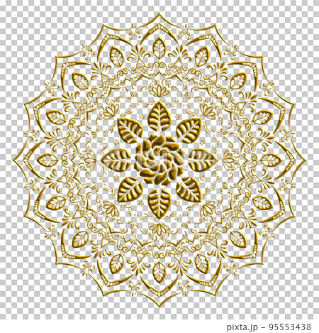 マンダラ絵 伝統的なアジア風 金色フレーム luxury-ornamental-mandala-