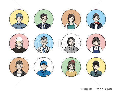 様々な職業で働く人々のアイコンセット 95553486