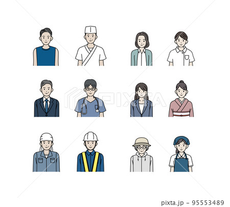 様々な職業で働く人々のイラストセット 95553489
