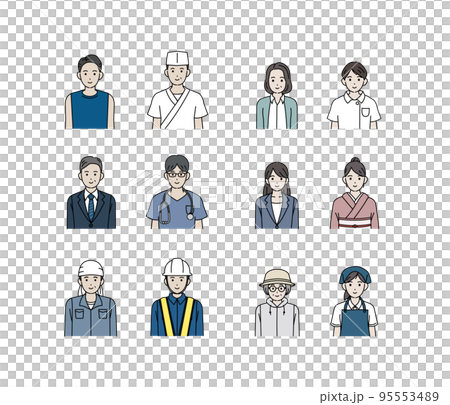 在各種職業中工作的人的插圖集 95553489