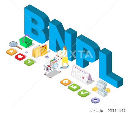 Buy now pay later BNPL online shopping vector Buy now pay later BNPL online shopping vector 95554141