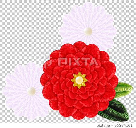 Decorative graphic of flowers made with Tsumami-zaiku Decorative graphic of flowers made with Tsumami-zaiku 95554161
