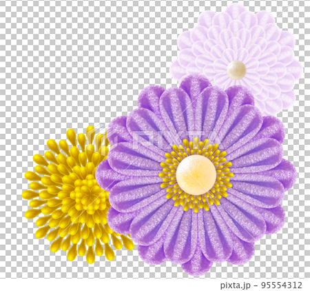 Decorative graphic of flowers made with Tsumami-zaiku Decorative graphic of flowers made with Tsumami-zaiku 95554312