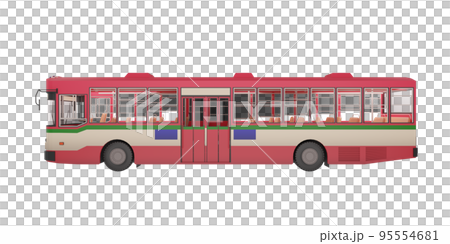 3D render thailand city bus red green white color transportation png illustration 95554681