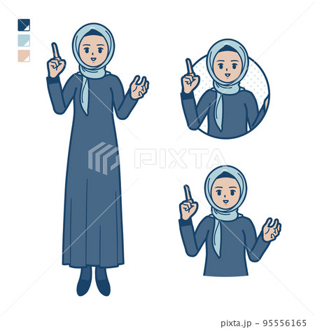 ヒジャブを身につけたアラビア人女性が話しているイラスト 95556165