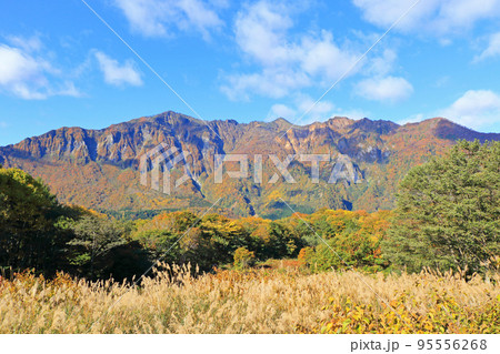錦秋の秋山郷 天池展望台から望む鳥甲山 錦秋の秋山郷 天池展望台から望む鳥甲山 95556268