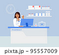 Pharmacy. A pharmacist is ready to advise, sell medicines. 95557009
