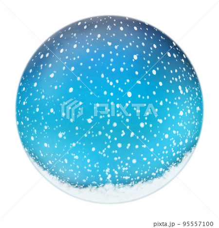 夜空と雪を球体に閉じ込めたスノードームみたいな丸いイラスト 95557100