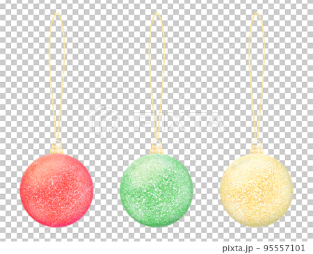 クリスマスカラーのオーナメントボールのイラスト クリスマスカラーのオーナメントボールのイラスト 95557101