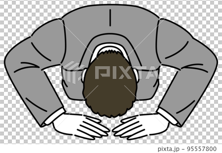 一個穿著西裝的男人在做一個簡單的商務人士矢量插圖 95557800