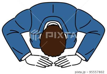 土下座をしているスーツ姿の男性 シンプルなビジネスパーソンのイラスト ベクター 95557802