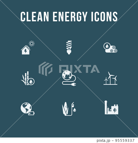 Set of eco vector icons in flat style. Eco collection with various icons on the theme of ecology and Set of eco vector icons in flat style. Eco collection with various icons on the theme of ecology and 95559337