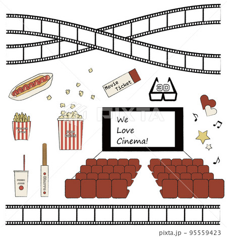 映画館とフィルムのイラストセット1 95559423