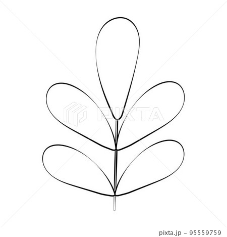 A twig of a plant and a flower with a thin line. Vector on a white background 95559759