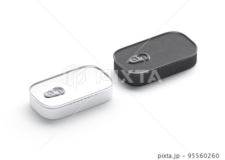 Blank black and aluminum sardine conserve can mockup, side view 95560260