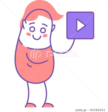 Funny character watching video content icon vector 95560261