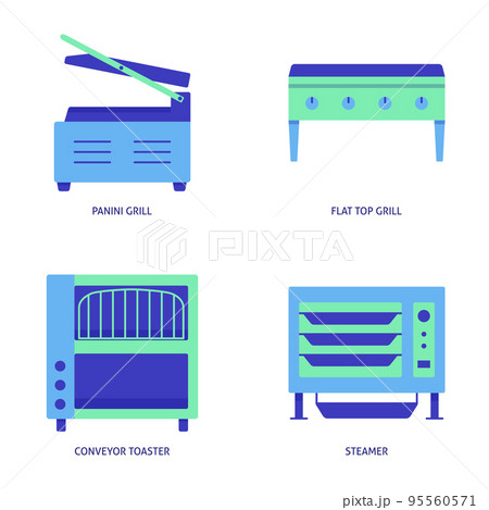 Kitchen equipment icon set in flat style Kitchen equipment icon set in flat style 95560571