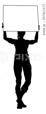 Protest Rally March Picket Sign Silhouette Person 95561375