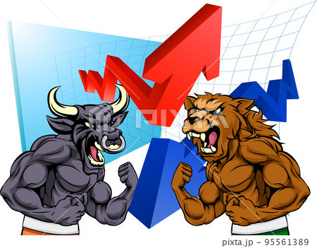 Bull Vs Bear Stock Market Wall Street Concept Bull Vs Bear Stock Market Wall Street Concept 95561389