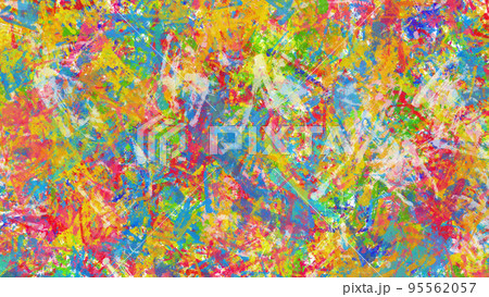 クレヨンで描いたラフな背景。カラフルなテクスチャ クレヨンで描いたラフな背景。カラフルなテクスチャ 95562057