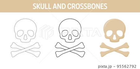 Skull And Crossbones tracing and coloring worksheet for kids Skull And Crossbones tracing and coloring worksheet for kids 95562792