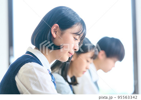 勉強する男女の中学生 95563342