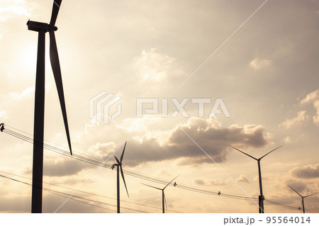 Wind turbine generate electricity with blue sky.. Wind turbine generate electricity with blue sky.. 95564014
