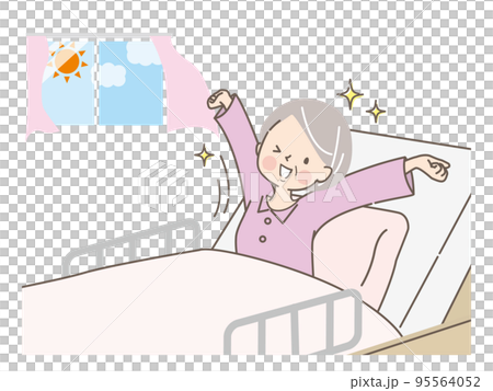 醒來後精神煥發的高級女性的插圖素材 醒來後精神煥發的高級女性的插圖素材 95564052