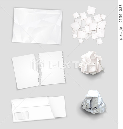 Set of different crumpled and torn sheets of paper 95564088