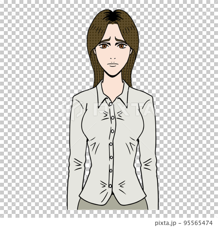 アメコミタッチの心配する女性 95565474